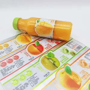 Produttore logo personalizzato stampa bevanda bottiglia per bevande etichetta con logo etichetta adesiva impermeabile per l'imballaggio della bottiglia di succo
