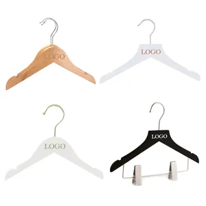 Jinsheng Hoge Kwaliteit Massief Hout Hangers Wit Antislip Kids Houten Shirt Kleerhangers