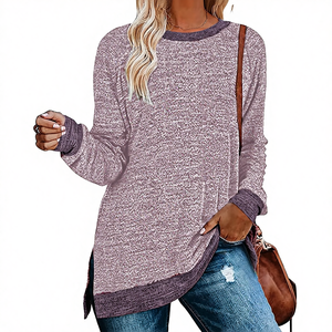 Camiseta Deportiva Informal de Manga Larga para Mujer, con Estampado, Cuello Camisero, Tejido de Punto Suave, Ajuste Holgado, Talla XL - Product Image 4