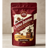 Sachet Doypack à valve, barrière, découpé, avec fermeture éclair et encoche de déchirement, en feuille d'aluminium, pour café, 250g, 500g, 1kg