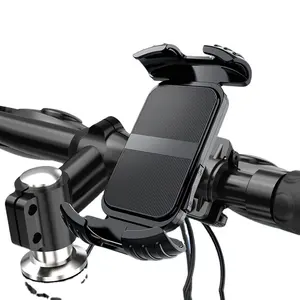 새로운 도착 자동 잠금 마운트 360 회전 휴대 전화 스탠드 금속 자전거 범용 오토바이 전화 홀더