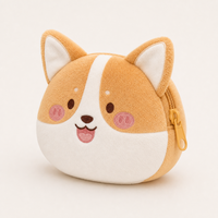 Porte-monnaie en peluche Corgi mignon, pochette douce en peluche, sac à monnaie de dessin animé, cadeau pour étudiants