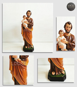 Recuerdo Personalizado de Fibra de Vidrio, Estatua de Resina de San José Católico <span class=keywords><strong>y</strong></span> Cristiano Sosteniendo a Jesucristo - Product Image 2