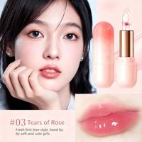 Ensemble de 3 rouges à lèvres floraux transparents en gelée, teinte à lèvres changeante de couleur selon la température et gloss hydratant pour femme, idéal comme cadeau