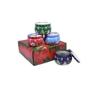 Low MOQ Christmas Gift 4pcs Scented Candle Tin Set 2.2oz 4.4oz Tea Storage Metal Tin