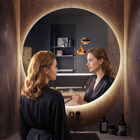Miroir de salle de bain intelligent moderne à LED rond, étanche, avec interrupteur tactile mural