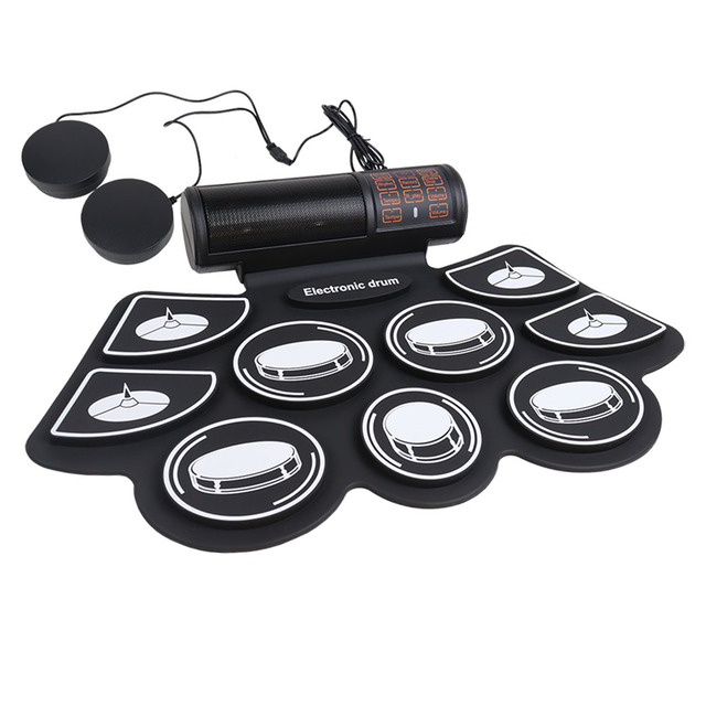 Factory Wholesale Roll up Electronic Drum Kit with Pedals Drum Sticks 9 Drum Pad with Dual Stereo Speakers