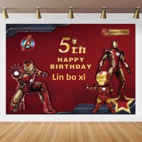 Toile de fond personnalisée Avengers Super-héros Spider-Man Iron Man avec nom sur panneau KT, impression numérique moderne pour fête d'anniversaire d'enfants