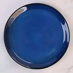 Sanhuanキッチン用品石器食器ロイヤルブルー反応性施釉セラミックディナーサラダボウルスイートプレート食器セット