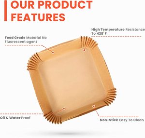 100 Pieces Square Non Stick Parchment <strong>Airfryer</strong> <strong>Liners</strong> Air Fryer Disposable Paper <strong>Liners</strong> 7.9inch - Product Image 3