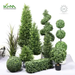 Artificial Plant Olive Tree Faux Boxwood Topiary Fake Pine Bonsai Cedar Juniper Thuja Plantas UV Resistant Outdoor Decor