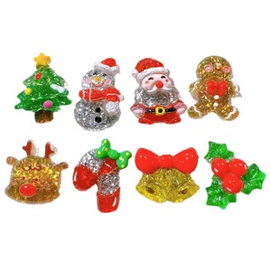 CHENXI Adornos de Resina con Purpurina de Santa Claus, Alces y Muñecos de Nieve, Figuras de Navidad de Dibujos Animados con Base Plana para Decoración y Manualidades - Product Image 1