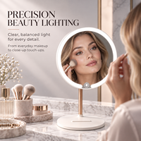 Miroir de Maquillage LED Magnétique de Bureau à Rotation 360° et Luminosité Réglable, Miroir de Beauté avec Balle Magnétique – Vente Directe Usine