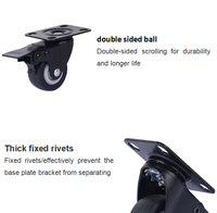 Roulettes pivotantes rigides modernes en PVC de 2 pouces avec plaque en acier de 50 mm pour meubles, maison, bureau, capacité de charge de 30 kg à 45 kg, montage sur tige réglable au mur