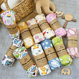 Wholesale Custom Print Organic Bamboo Cotton Double Gauze Newborn Baby Muslin Swaddle Receiving <strong>Blanket</strong> <strong>Wraps</strong> for Newborns - Product Image 1
