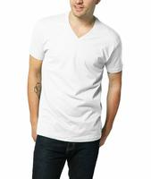 Personnalisé 95% Bambou 5% Spandex Blanc Blanc Hommes Col V Slim Fit T-shirt