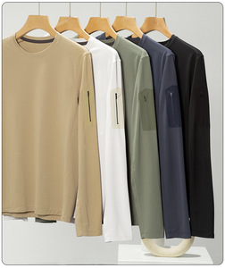 เสื้อสวมหัวลำลองผู้ชายฤดูใบไม้ร่วงคอกลมแขนยาวสำหรับการเดินป่าการตั้งแคมป์กีฬาการวิ่งการปั่นจักรยานตกปลาสีทึบ - Product Image 2