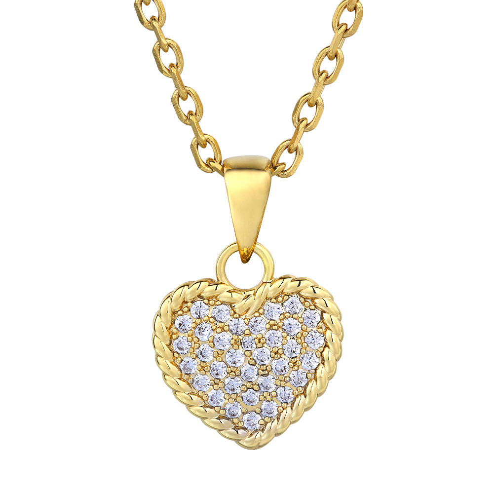 cable chain+gold heart