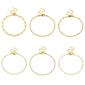 Fashion Chain <b>Bracelet</b> <b>Set</b> Gold Plated Stainless Steel Women's Minimalist Jewelry 18K Versatile Simple Design - Product Image 5