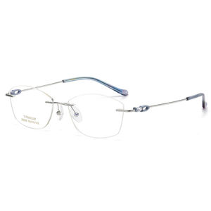 Lunettes de lecture pour adultes en or pur, monture 3 pièces, lunettes sans monture en titane pour femmes, verres confortables AC, style imprimé classique - Product Image 4