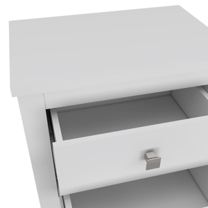 Nightstand Two <b>Drawers</b> White Finish Bedside <b>Storage</b> <b>Drawer</b> Unit - Product Image 6