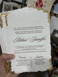 Invitaciones de Boda de Lujo Hechas a Mano con Borde Irregular, Personalizadas con Lámina Dorada, Impresión Digital, Grabado en Relieve - Product Image 2