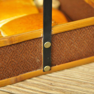 Cesta de Almacenamiento Artesanal Ecológica de Mimbre - Cesta Rectangular Multifuncional con Marco de Hierro y Patrón de Diamantes Lacado para Almacenamiento de Alimentos - Product Image 4