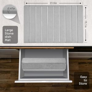 Eco-Friendly Diatomaceous Earth Large Stone Dish Drying <b>Mat</b> Fast Dry Absorbent Collapsible Dish Drying <b>Mat</b> for <b>Kitchen</b> Counter - Product Image 4