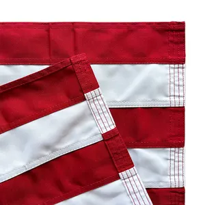 Rayures cousues Offre Spéciale drapeau de pays en nylon 210d robuste 4 points ourlet Double face brodé drapeau américain bannière