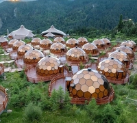 Tentes hôtelières en verre trempé et alliage d'aluminium pour le tourisme culturel en zone scénique, chambres à ciel étoilé, style nid d'abeille, tentes pare-soleil