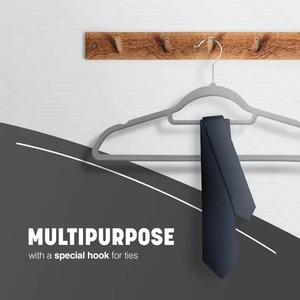 Cintre floqué 45CM en gros, cintre antidérapant en plastique pour adultes, rangement de vêtements, rangement de vêtements sans couture - Product Image 3