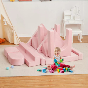 Canapé modulaire pour enfants en tissu, avec blocs de construction en mousse haute densité, tabouret pour salle de jeux et coin lecture - Product Image 3