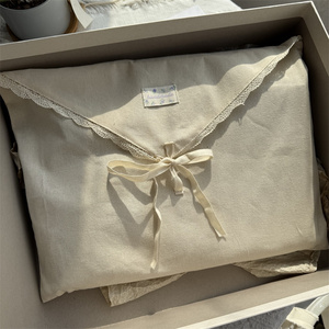 Personalized Label Custom Cotton Dust Bag Natural Cotton Flap with Lace Edge and Ribbon Tie Cotton <b>Envelope</b> Bag Logo Printed - Product Image 3