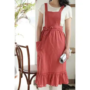 Nouveau design de robe de cuisine en coton pour femmes tablier de cuisine croisé arrière pour la maison et le jardin avec poche