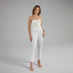 Robe de mariée élégante en dentelle à trois pièces de taille plus TEENYEE, robe de mariée élégante à longueur cheville pour la mariée - Product Image 1