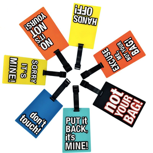 Etichette per bagagli in PVC stile cartone animato con brevi frasi in inglese, porta carte d'imbarco, etichette anti-smarrimento, custodie per carte - Product Image 1