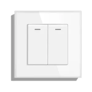 Fabricantes de interruptores Europa 2 Gang 2 vías Negro/Blanco/Oro nuevo diseño interruptor de luz cubierta de placa interruptor de pared decorativo