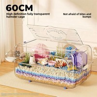 Cage à hamster en plastique, villa de luxe extra-large pour hamster doré, spacieuse, entièrement transparente, respirante, accessoires d'intérieur à clipser