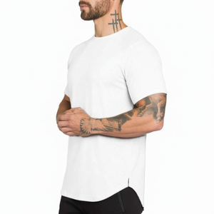 เสื้อยืดออกกำลังกายรัดรูปสำหรับผู้ชายเสื้อยืดผ้าถักดีไซน์สปอร์ตพิมพ์ลายได้ตามที่ต้องการ - Product Image 1