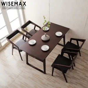 Wisemax Restaurant In Japanse Stijl Houten Eettafel En Stoel Set Donkere Walnoot Massief Houten Eettafel Met 4 Stoelen
