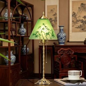 Chinese Style Bamboo Charm All <b>Copper</b> <b>Table</b> Lamp E27 LED Eye Caring Bedroom Study Tea Room Atmosphere Lamp - Product Image 3