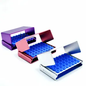 Caja metálica para fresas dentales de 40 orificios, soporte de limpieza dental, esterilizador en autoclave para alta/baja velocidad (2 unidades) - Product Image 5