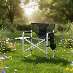 Silla de director extragrande y ligera con estructura de aluminio y tela Oxford, con mesa lateral para uso en exteriores y jardines. - Product Image 2