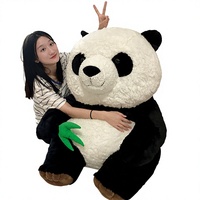 Vente en gros de peluches géantes de 36 pouces, panda chinois en peluche douce, animal en peluche brodé en forme de bambou, personnalisable, en coton PP, jouets de Noël