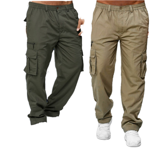 New <b>Men's</b> Casual Multi-Pocket Lightweight Polyester Straight <b>Overalls</b> Colored Washed Hiking Trousers Mid Waist Outdoor Use - Product Image 3