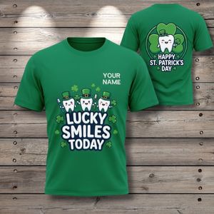 T-shirt dentaire personnalisé pour la Saint-Patrick – Joyeuse Saint-Patrick – Cadeau pour dentiste et hygiéniste - Product Image 1