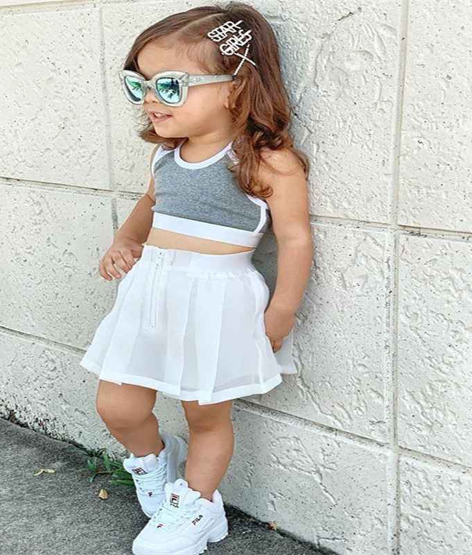 Crop Top Mini Skirt For Baby Girl Baby Girl White Jean Skirt
