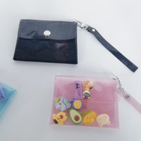 En stock : Pochette organisatrice transparente en PVC double couche pour rouges à lèvres, vernis à ongles, cartes et monnaie