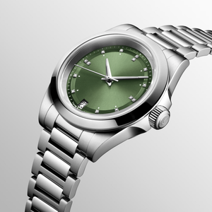 Reloj mecánico automático para hombre, esfera verde con efecto rayos de sol, marcadores de diamantes, correa de acero inoxidable, ventana de fecha, reloj de pulsera deportivo Longinesin - Product Image 3