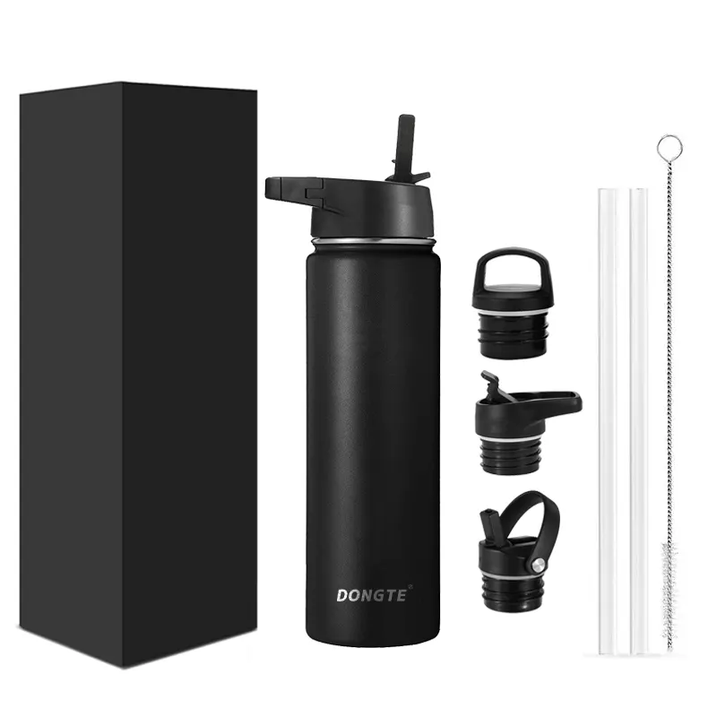 Thermos flasks Water Bottle 32 oz with Straw 3 Lid Half Gallon Jug Large Stainless Steel Wide Mouth Suitable Sports Gym BPA Free